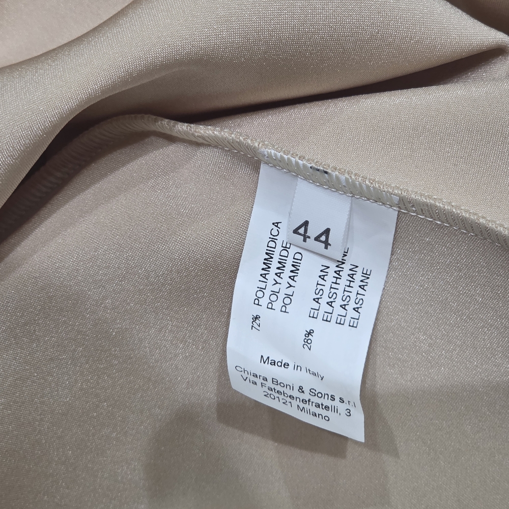 Chiara Boni Nude/Sand/Beige Italy Peplum Maxi Dress Stretch Fitted Elegant Gown - Picture 11 of 13